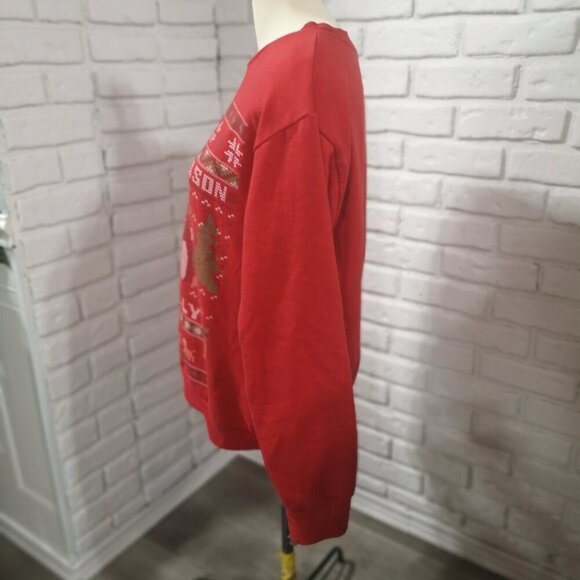 Happy Holidays Ladies Size Large Red Fleece Lined Long Sleeve Sweatshirt - Picture 6 of 10